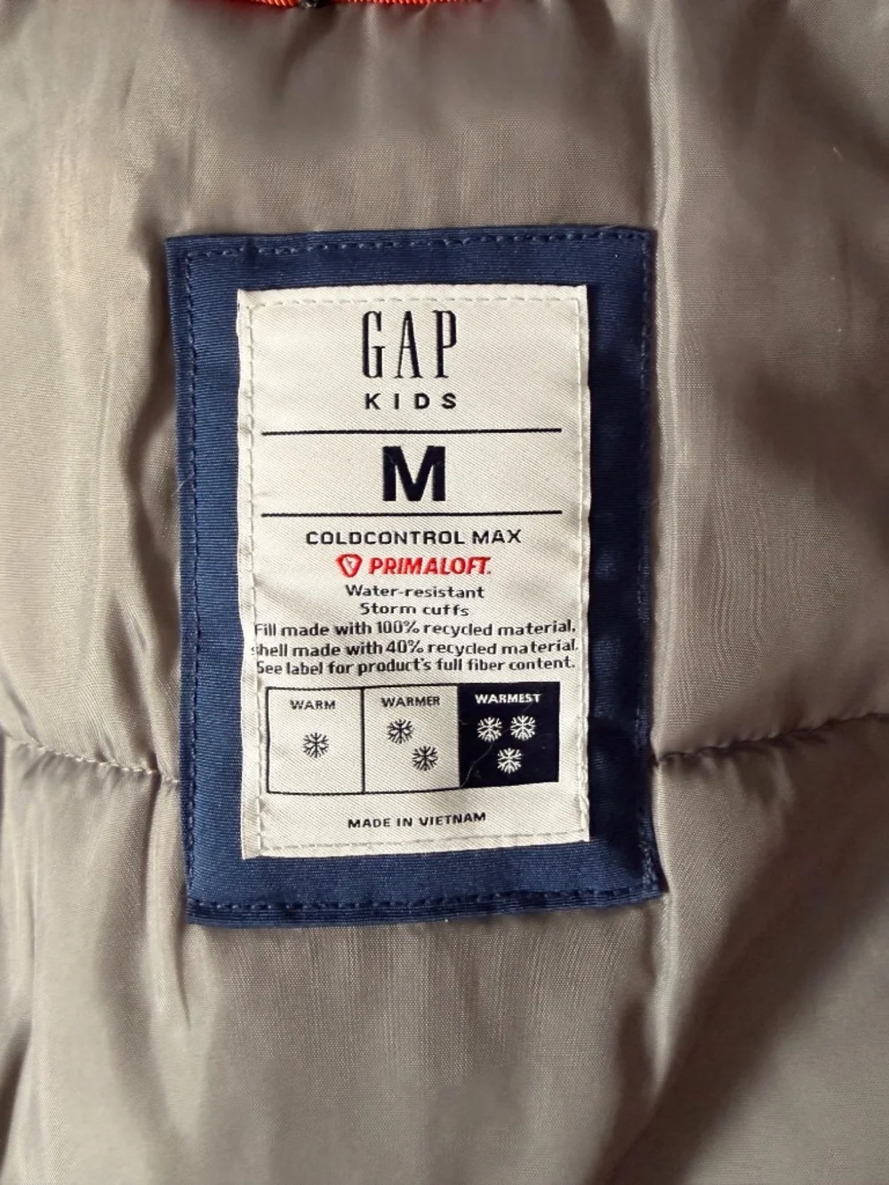 Gap Kids ColdControl Max PrimaLoft Parka, navy blue, kids size Medium (10)